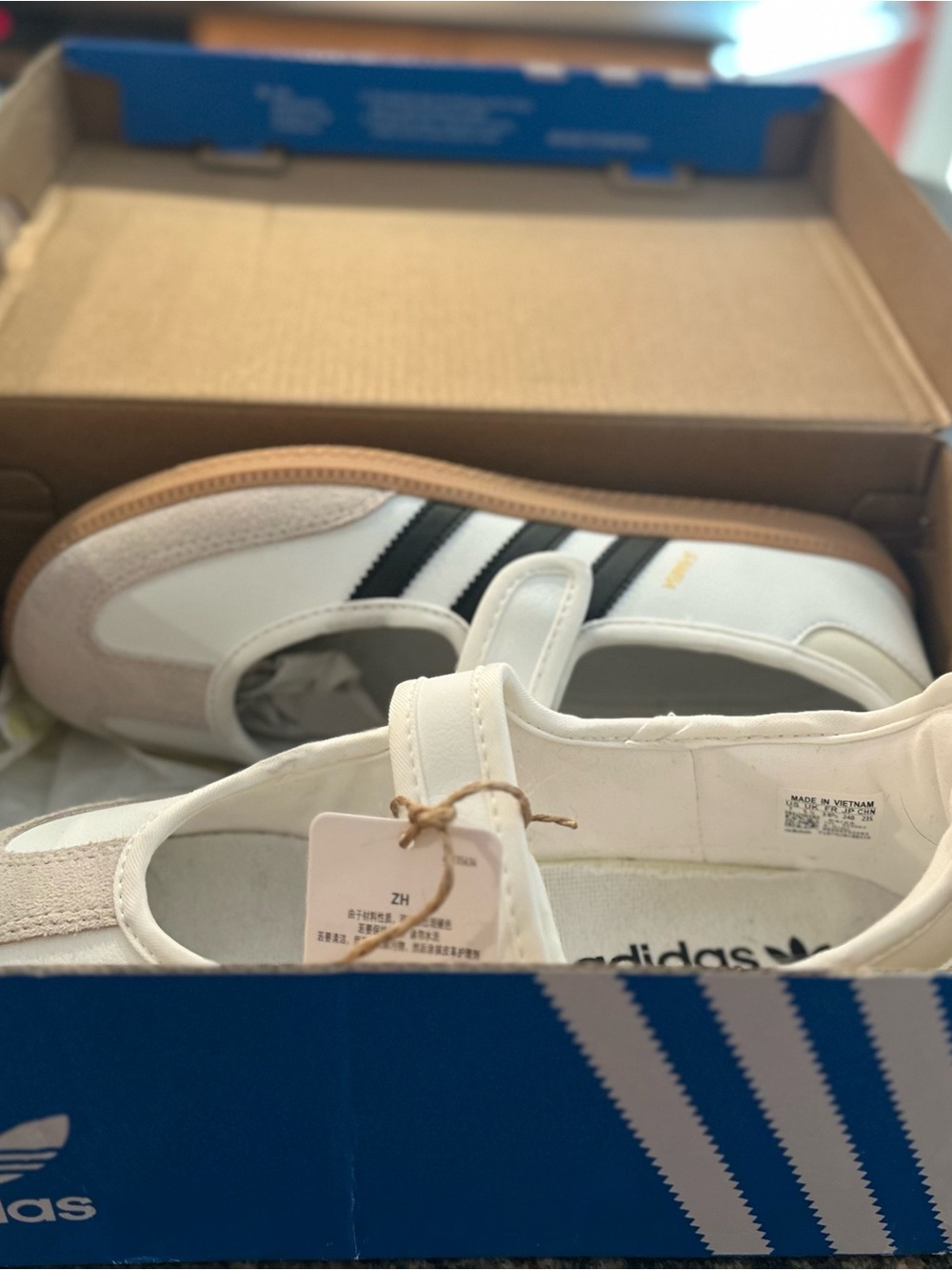 Women’s White Mary Jane Sneakers with Black Stripes - Picture 6 of 6